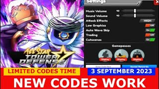 NEW UPDATE CODES* [UPDATE + 4X] All Star Tower Defense ROBLOX, LIMITED  CODES TIME