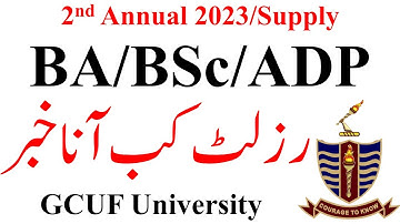 BA BSc ADP 2nd Annual 2023 Results GCUF | ADP Results Supply 2023 GCUF