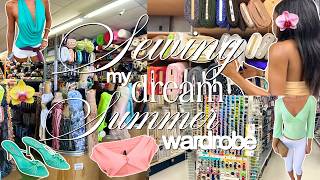 sewing my DREAM wardrobe 🌺🍵 (pt2) fabric shopping, thrift with me vlog, fabric haul