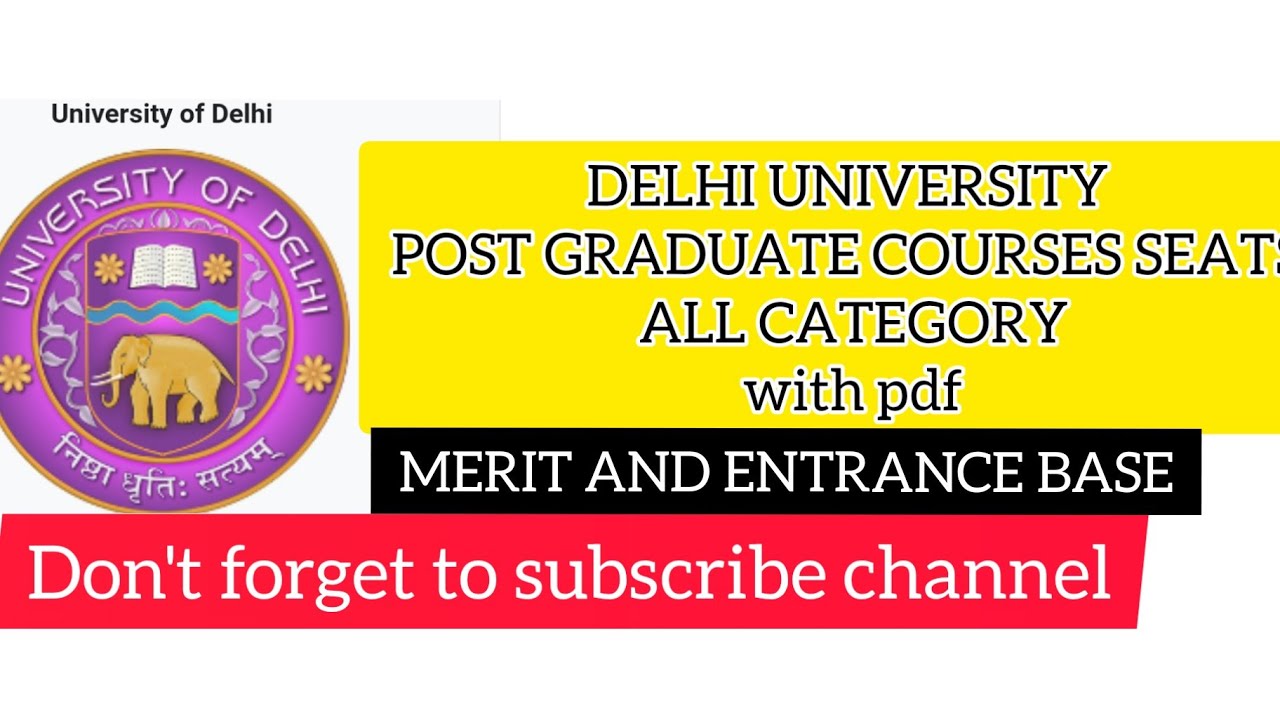 DU PG COURSES SEATS ALL CATEGORIES