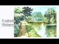 [ 3 minute Watercolor ] Without Sketch Landscape Watercolor - Lake Scenery  NAMIL ART