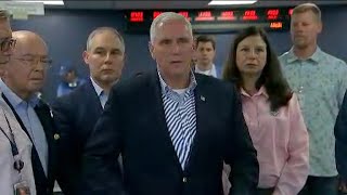 Vice President Mike Pence reacts to Hurricane Irma