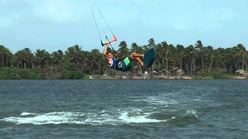 Kitesurfing Technique - Pop Front Nose Grab to Toe Side Slow Mo