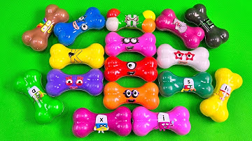 Finding Numberblocks with All CLAY inside Bone, Pill Box,... Mixing Rainbow Coloring! Satisfying