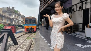 Exploring Wongwain Yai Terminal Train Station Market With Kitty..