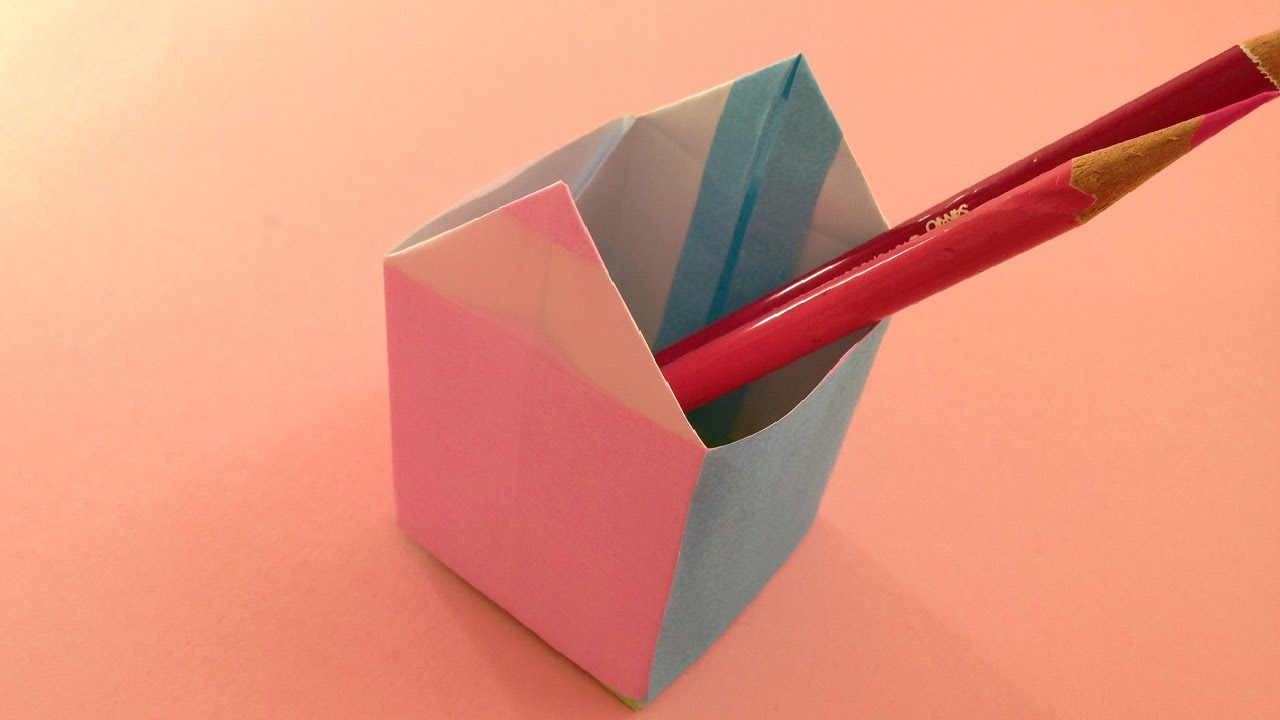 Origami Pencil Holder Instructions 折り紙 鉛筆立て 簡単な折り方 Youtube