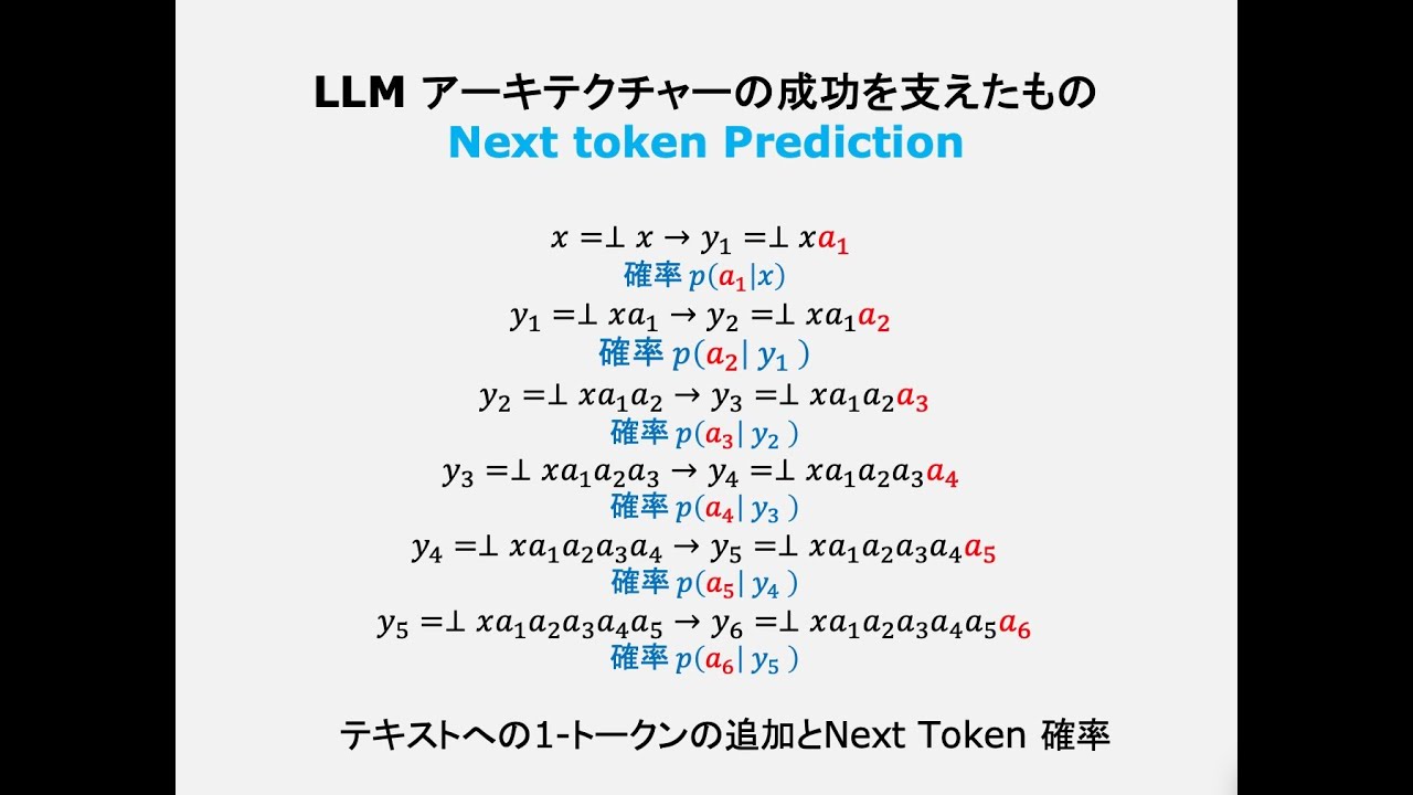 LLM アーキテクチャーの成功を支えたもの−− Next token Prediction - YouTube