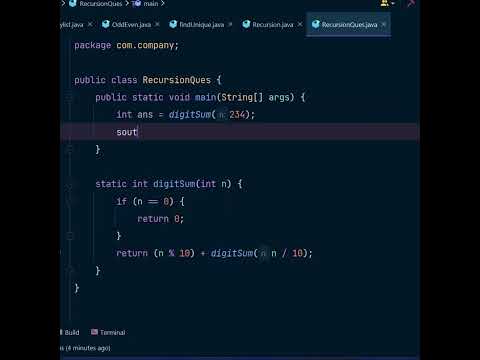 Sum of Digits Using Recursion | JAVA | #shorts #java