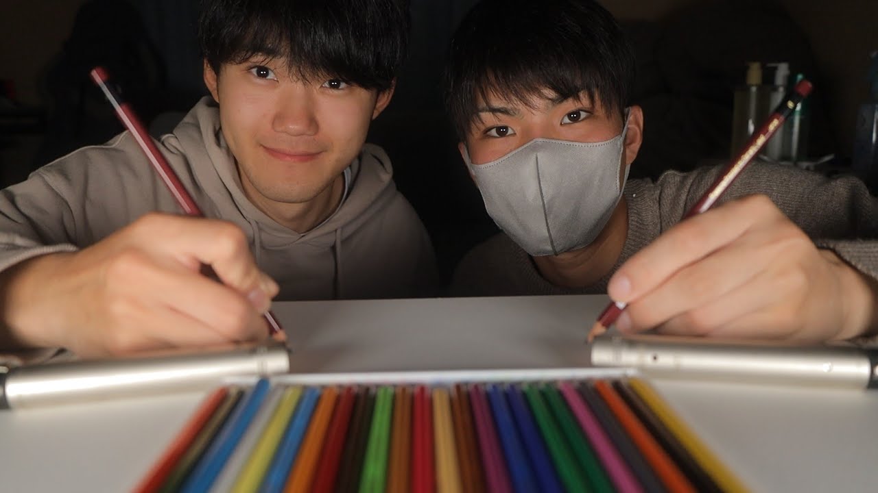 【ASMR】ふたりで左右同時に書く音✏💤【SUB】Listen to a Drawing Sound with Tsukki