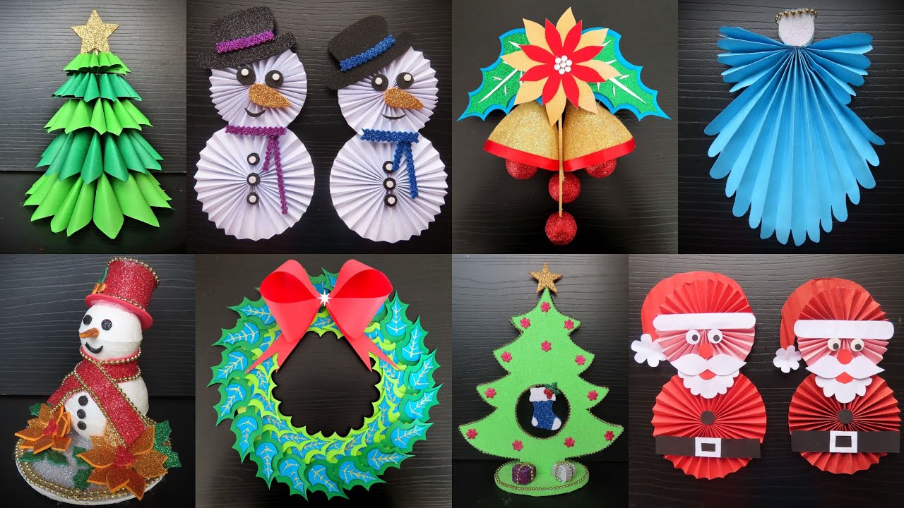 8 DECORACIONES NAVIDEÑAS DE PAPEL PARA HACER EN 5 MINUTOS. ideas de decoracion - YouTube