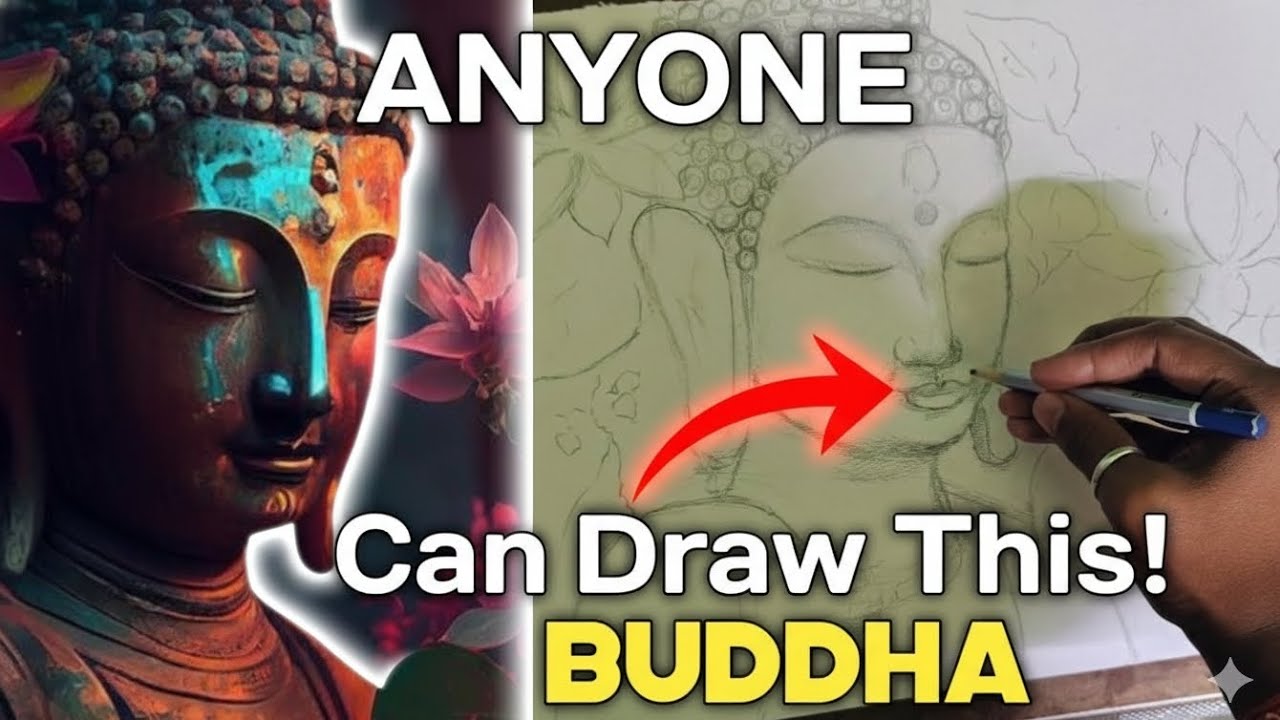 Gautam Buddha Outline Drawing Step by Step | Easy Buddha Sketch Tutorial