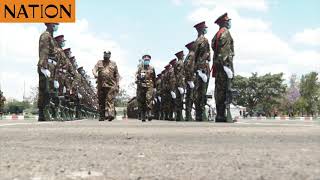 President Uhuru Kenyatta inspects guard of honour during KDF Day