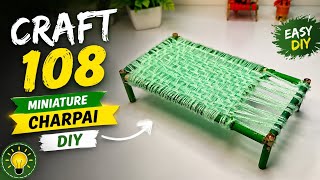 Miniature Charpai Making 🛏️ | Amazing DIY Mini Bed Craft | Best Waste Craft Idea