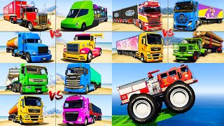 All GTA 5 Trucks Comparison - Tesla Truck, Man, Scania, Fire Truck, Monster Truck Which is Best?