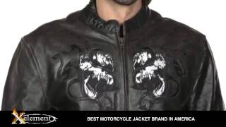 Xelement Horned Evil Skull Embroidered Motorcycle Jacket