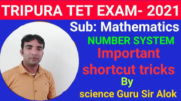 Number system for Tripura TET EXAM/Tripura TET EXAM 2021.