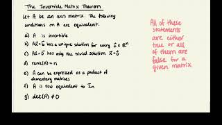 Invertible Matrix Theorem with Examples