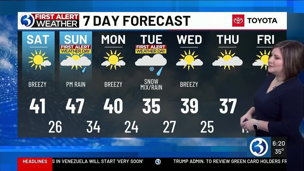 A First Alert Weather Day for rain Sunday, then for snow Tuesday - YouTube