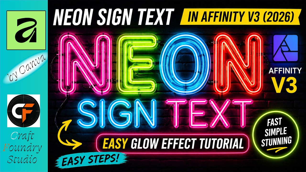 V3 Sign Neon Sign Text in Affinity V3 In A Few Easy Steps - YouTube