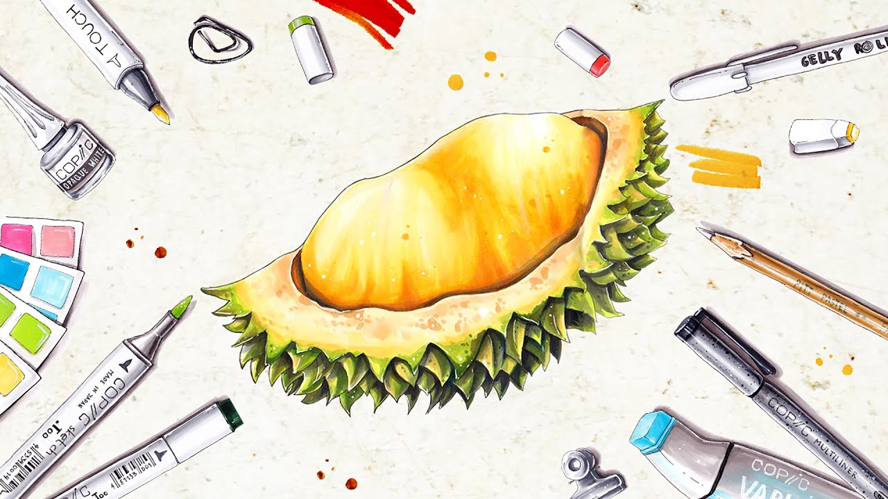 The Stinkiest Fruit EVER!  How to Draw a Durian 