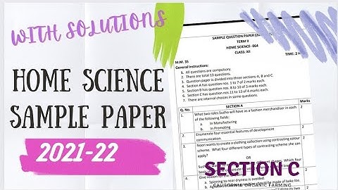 Home Science class 12 term 2 sample paper with solutions | CBSE | 2022 | section C | important ques