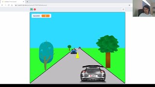 Game #8. Part 1. Dodge cars game on Scratch || simulates 3D, but not a 3D game || Coding tutorial screenshot 5