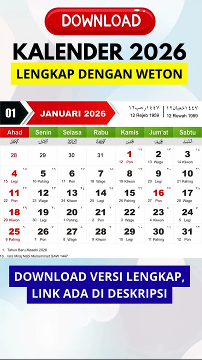 Kalender 2026 Lengkap