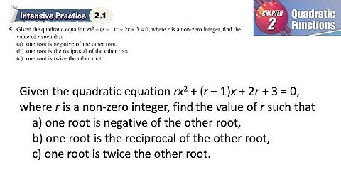Quadratic Functions intensive practice 2.1 Q5 | latihan intensif 2.1 add maths form 4 | Textbook