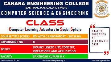 VTU DS LAB (18CSL38) DATA STRUCTURES LABORATORY [DOUBLY LINKED LIST] (E8 L1)