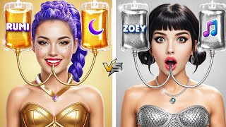 Kpop Demon Hunters Makeover Irl Rumi, Zoey Mira Glow Up Gold Vs Silver Couple