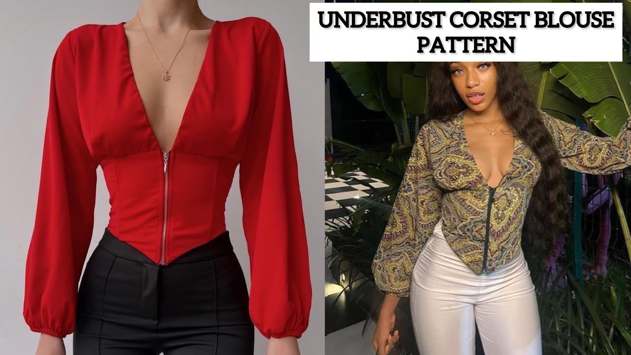 How to Cut/Draft a Simple Stylish Underbust Corset Blouse Pattern With Puff  sleeves. 