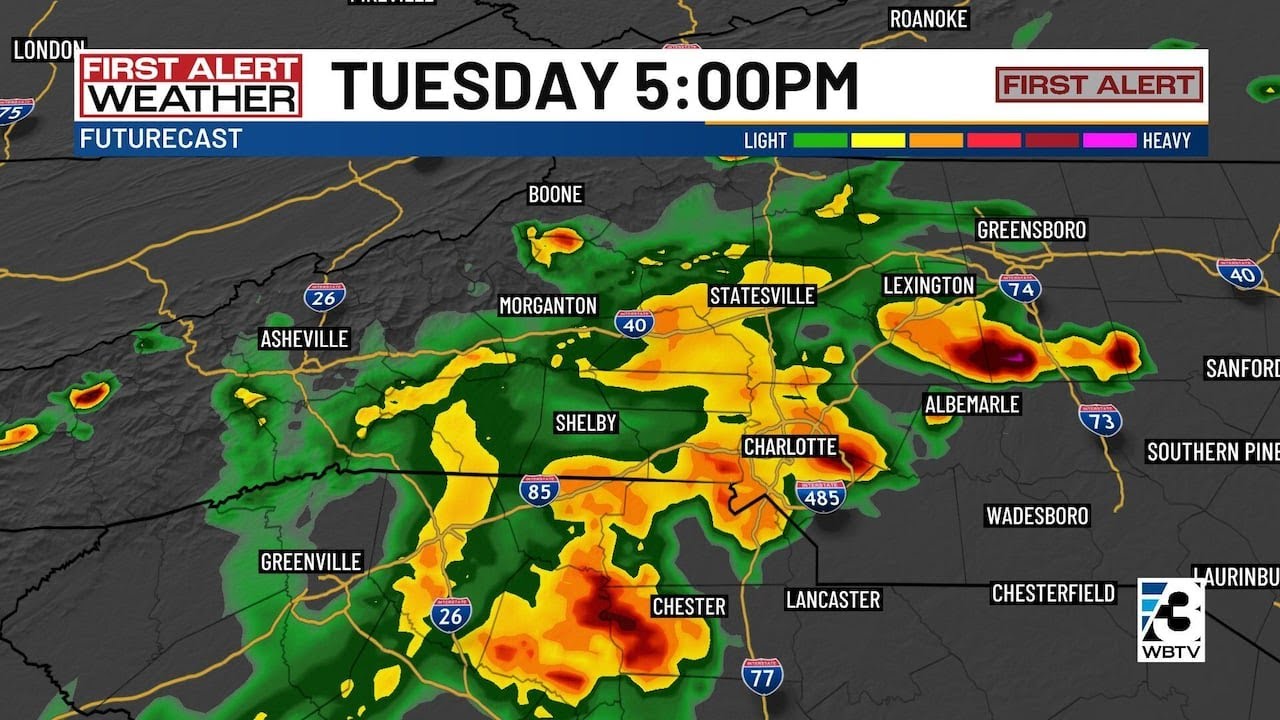 Daily storm chances in the Charlotte forecast this week - YouTube
