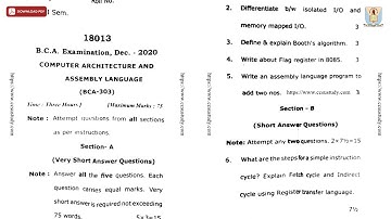 BCA 3RD SEM COMPUTER ARCHITECTURE AND ASSEMBLY LANGUAGE DEC 2020 | CCSU