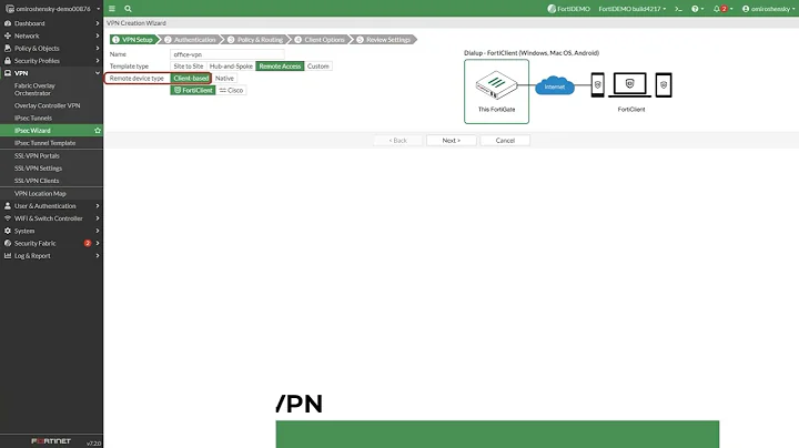 Setting up IPSec VPN in FortiOS 7.2