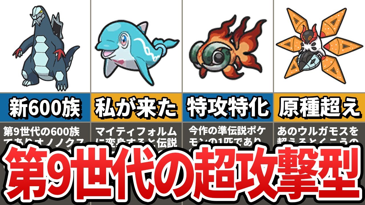 第9世代の火力順位決定 新ポケモンのこうげき とくこう種族値ランキングtop5 Youtube