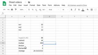 How to do math in Google sheets -average, sum, addition, subtraction, division, multiplication