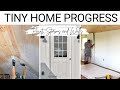 🏠 TINY HOME PROGRESS - WHITE WASHING THE CEILING, TERRIBLE STORMS AND PUTTING UP WALLS