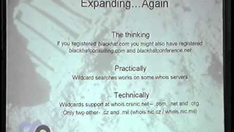 Black Hat Windows 2003 - The Role of Non Obvious Relationships in the Foot Printing Process