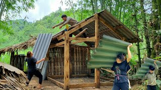 Transporting roofing sheets, completing the new roof, and the solid roof of Nhung's family