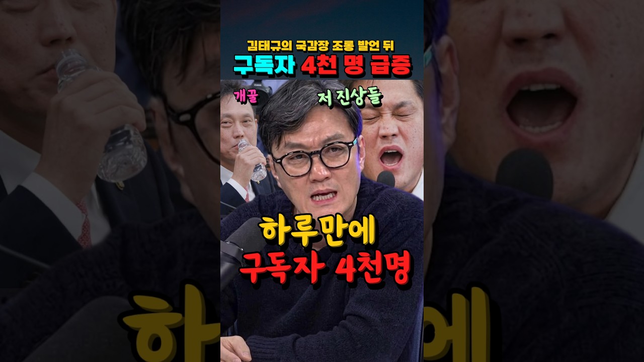 김태규, 국감장에서 조롱 발언 뒤 "구독자 4천 명 급증?" #김태규 #국감장