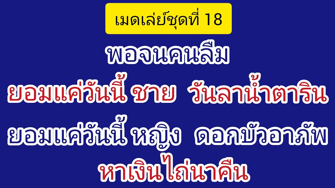 #เมดเล่ย์ชุดที่ 19 #พอจนคนลืม #วันวิเชียร