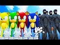 Sonic, Red Sonic, Green Sonic, Yellow Sonic, Black Sonic VS RoboCop Army