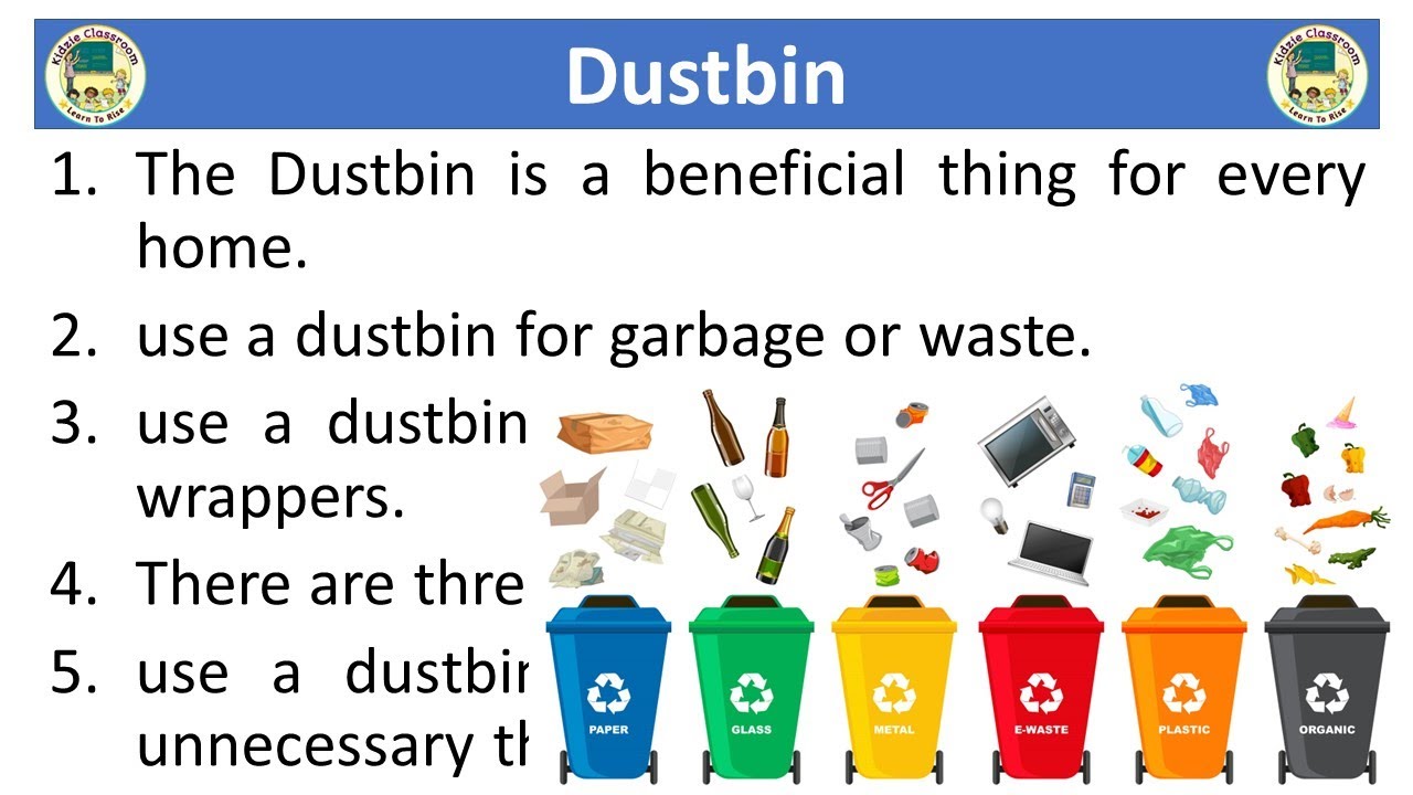essay on dustbin for class 1 in english