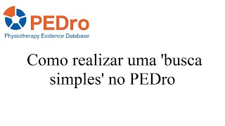 PEDro simple search - Português