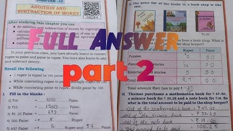 || 4th STD maths|| chapter -10 Addition and subtraction of money||part 2||full answer