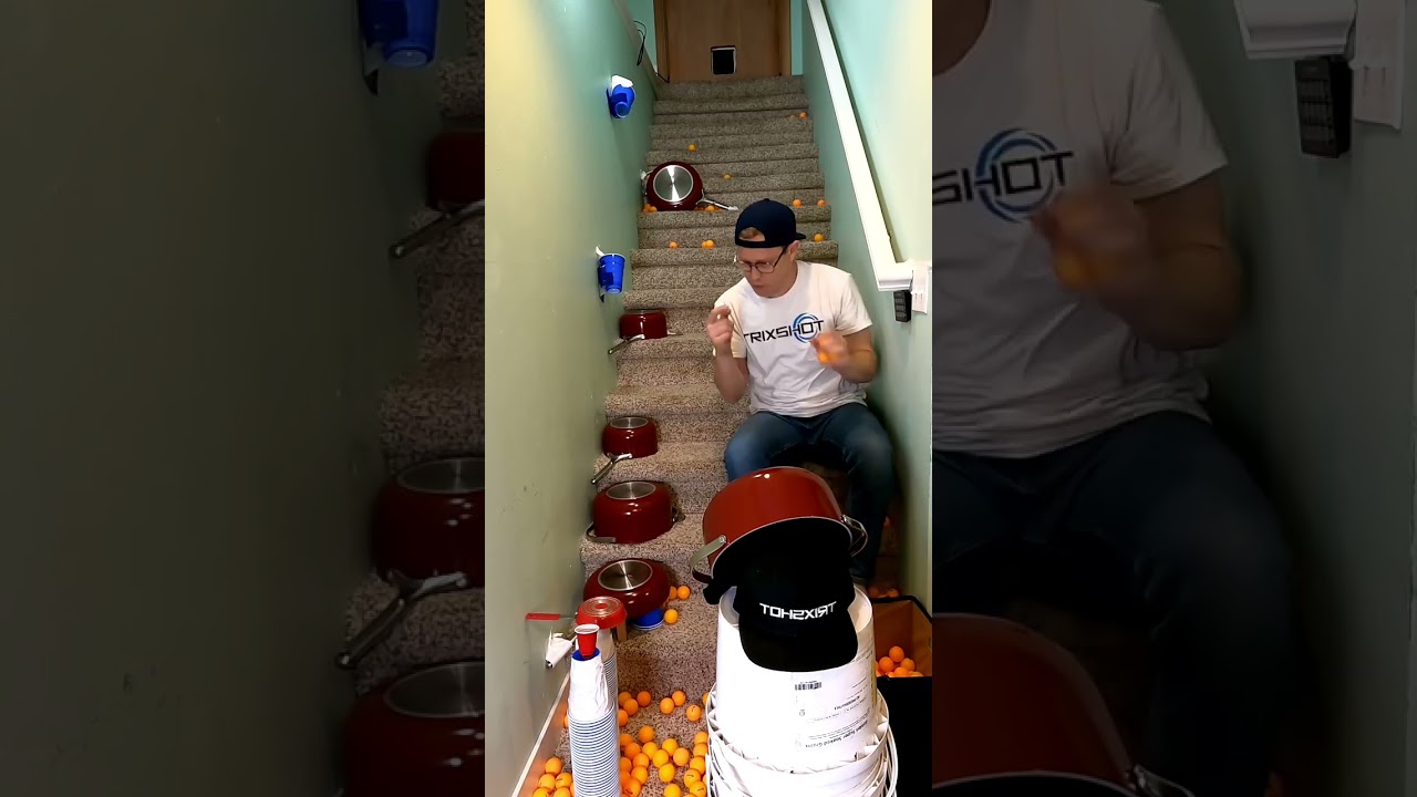 Guy fails his way to a make. #trickshot