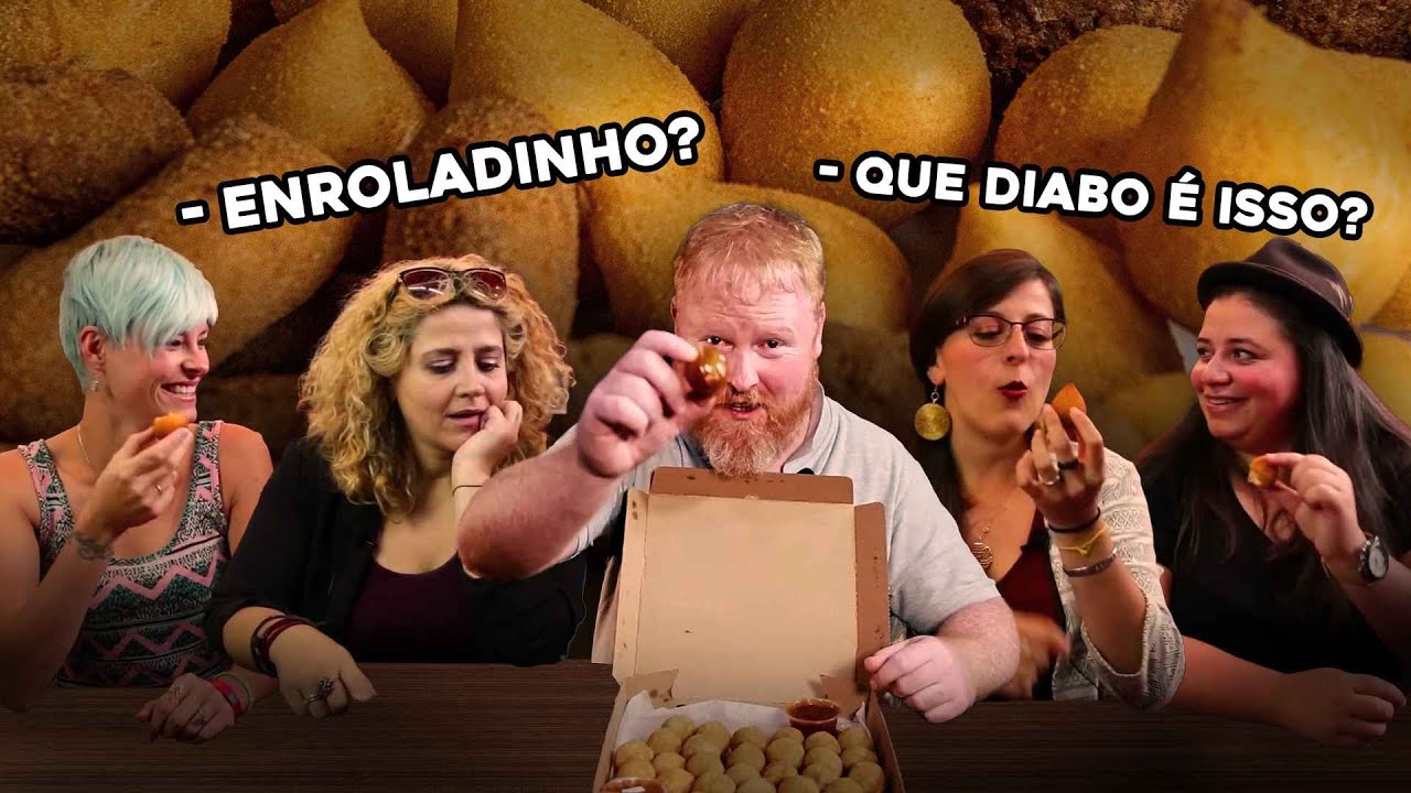 GRINGOS PROVANDO SALGADINHOS DE FESTA DE ANIVERSÁRIO NO BRASIL