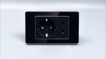 Ổ Điện Đôi 2 Chấu Chuẩn Đức Âm tường Mặt Nhựa Đen Viền Vàng TENKO TK-C26-059 I Tenko.com.vn