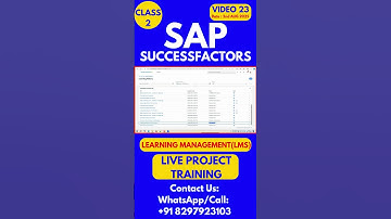 SAP SuccessFactors LMS Training Online Tutorial Class 23 2nd  August 2025 #sapsuccessfactorstraining