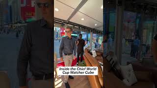 Danny got an exclusive tour of the FOX One Chief World Cup Watcher Cube in Times Square 👀⚽️ #soccer